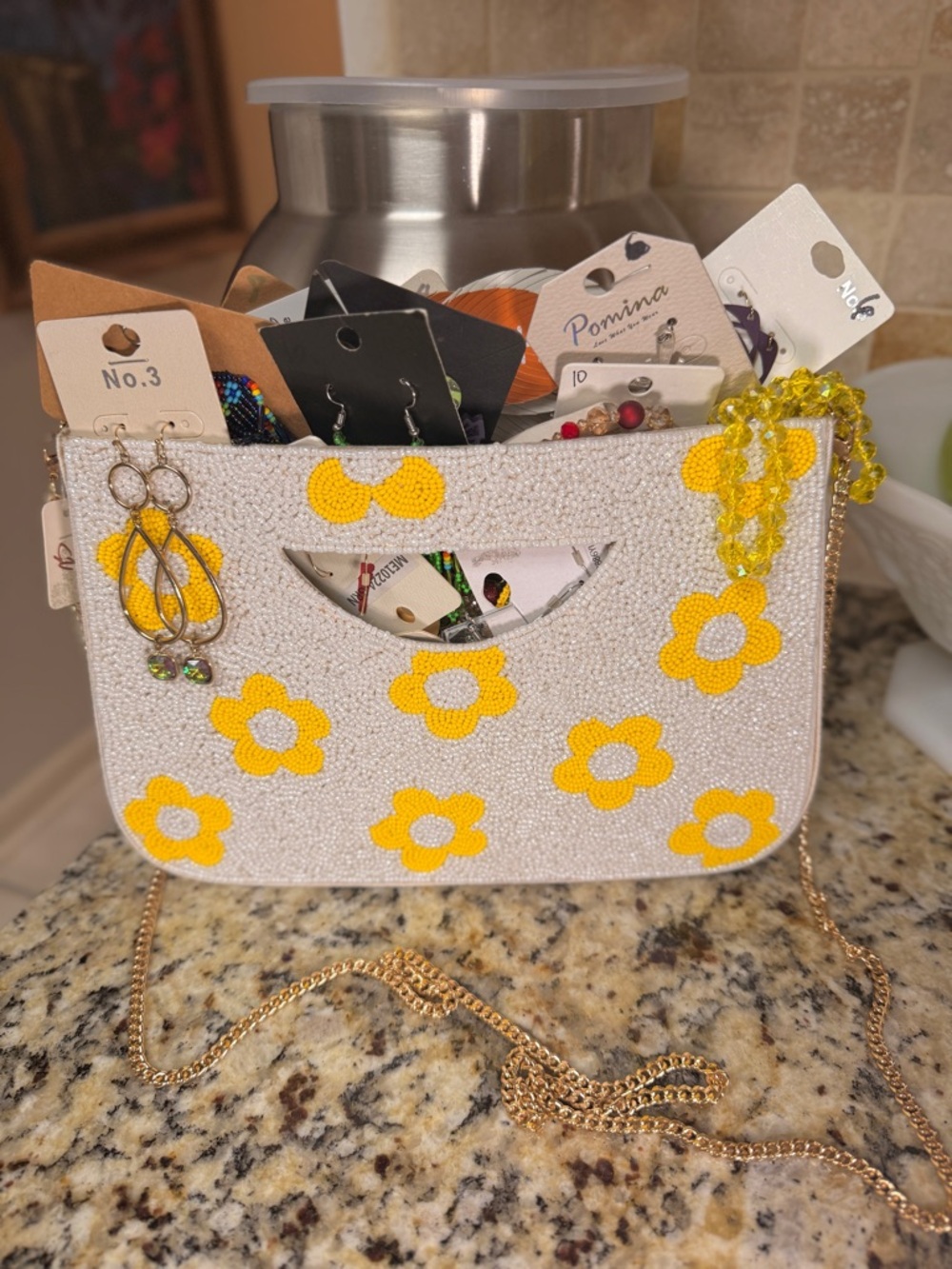 Mystery jewelry bundle with daisy beaded bag